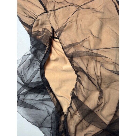 Dolls Kill Generation Kiss Alicia Midi Dress XXL Black Tan Ruched Tulle Goth - Picture 12 of 14